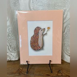 Penny the Hedgehog 🦔 giving a flower 5x7 with 8x10 mat